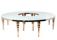 Row Dining Table Rose Gold & Frosted White Top