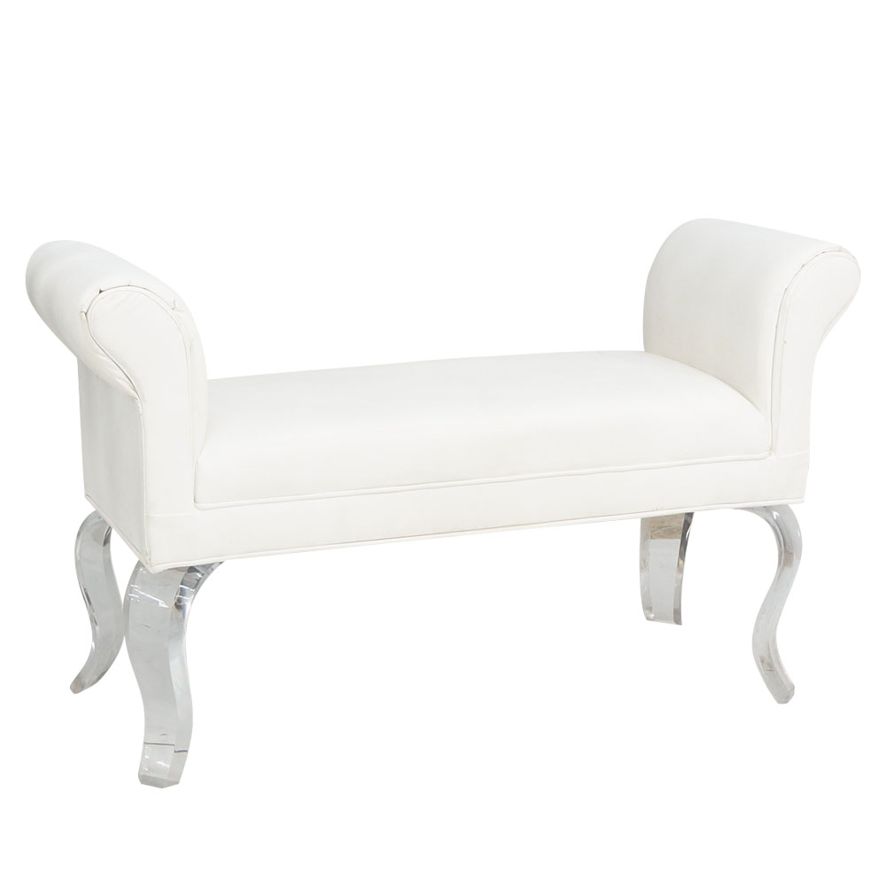Rolled Arm Bench White Ruth Fischl Event Rental