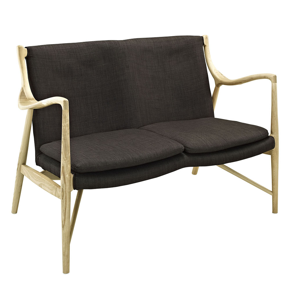 Willa Fabric Loveseat Natural Brown Ruth Fischl Event Rental