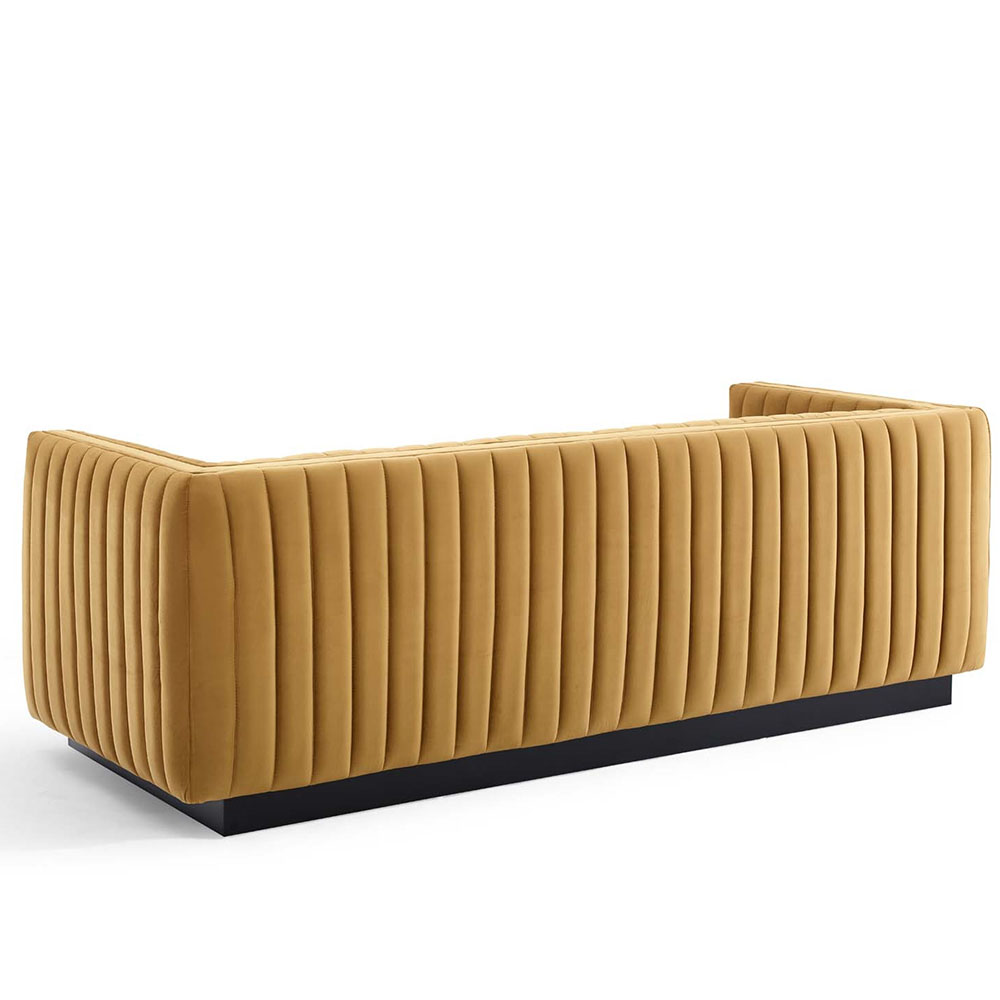 Melissa Tufted Sofa Cognac Velvet Ruth Fischl Event Rental