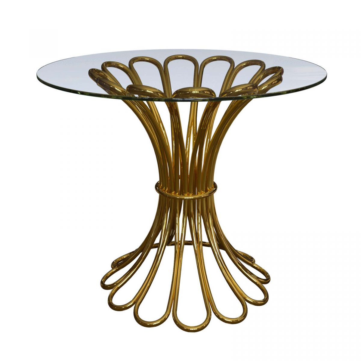 Loop Gold Cocktail Table Glass Top